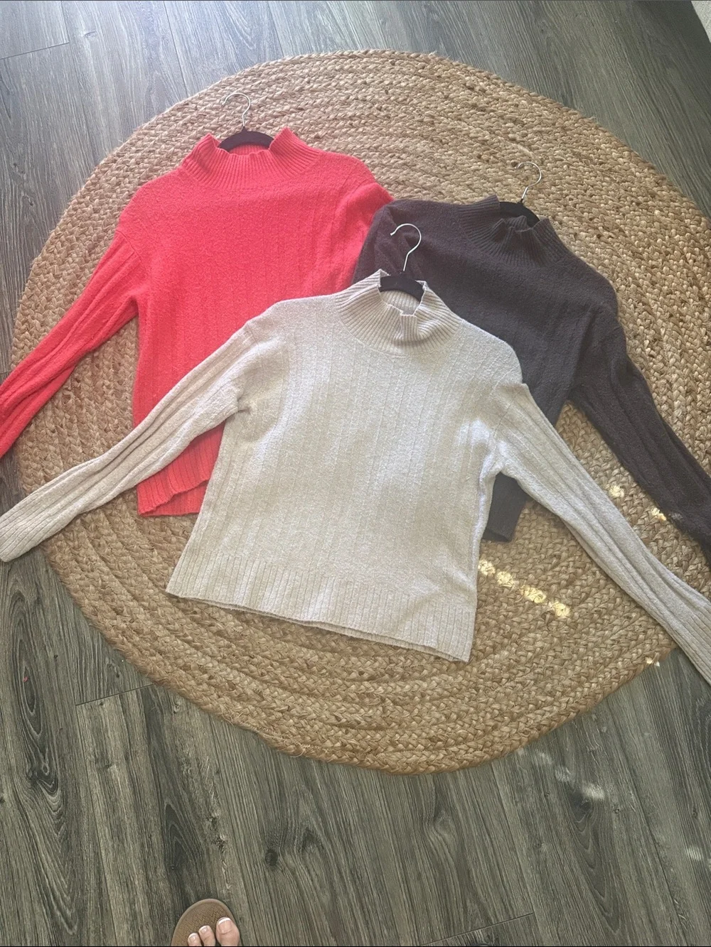 Bundle! J. Crew Ribbed Mock Neck Sweaters in Red, Cream, and Brown
